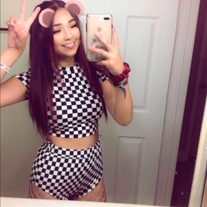 Checkered rave two piece set